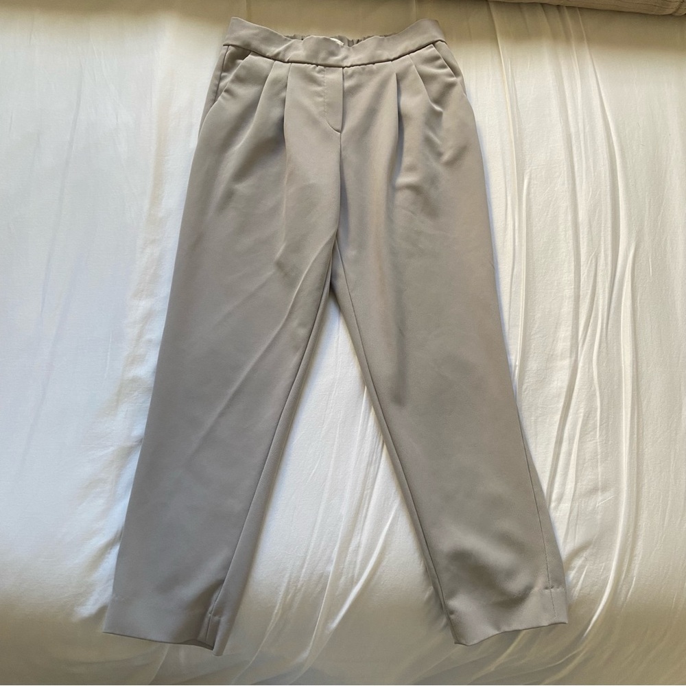 Babaton Light Gray Cohen Pleated Pants